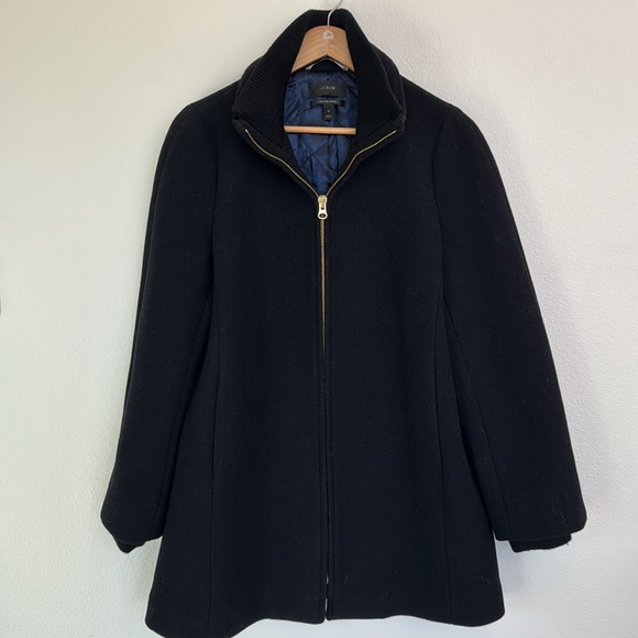JCrew Lodge Coat in Italian Stadium-Cloth Wool Black sz 12 - Picture 6 of 8